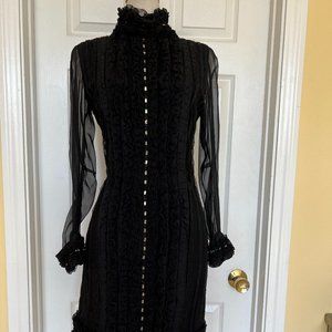 Roland Nivelais black ruffle designer dress size 4